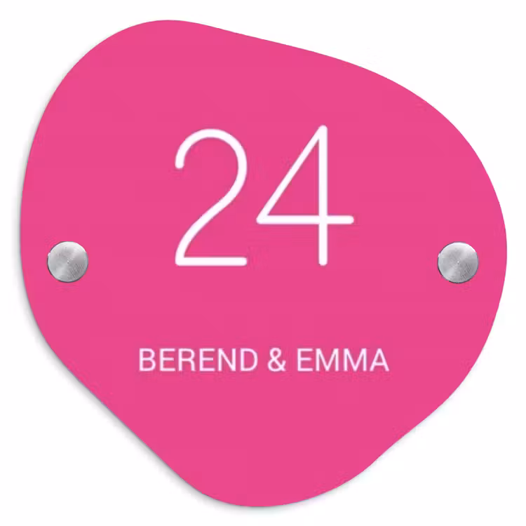Weiße Herzchen in den Ecken - Modern Naambord Organisch middel -3d