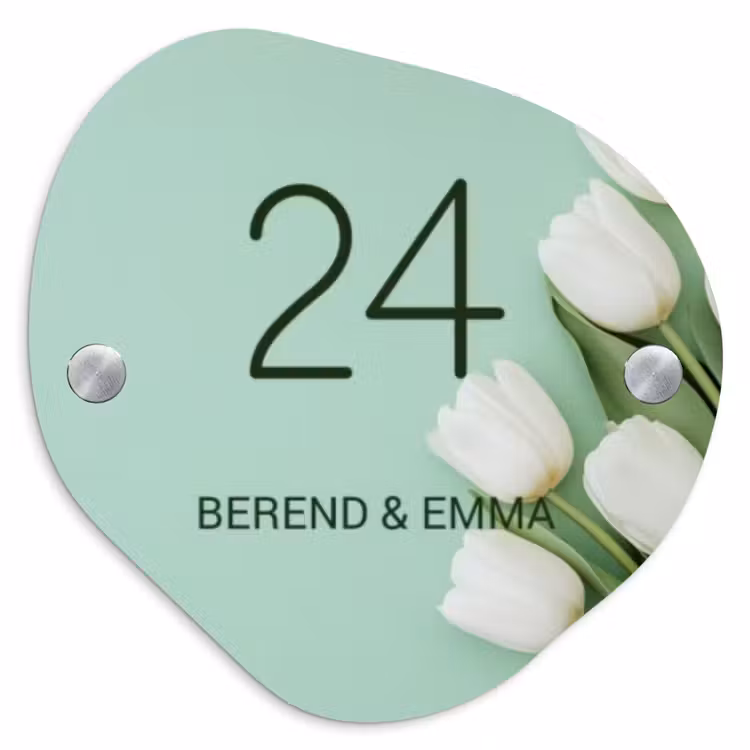 Witte tulpen - Klassiek Naambord Organisch middel -3d