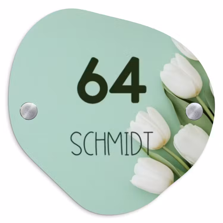 Witte tulpen - Modern Naambord Organisch middel -3d