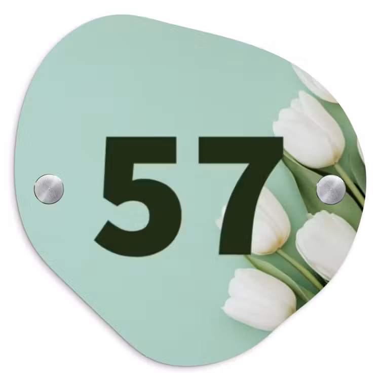Witte tulpen - Traditioneel Naambord Organisch middel -3d