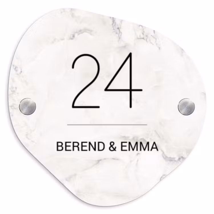 Wit marmer - Klassiek Naambord Organisch middel -3d
