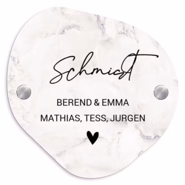 Wit marmer - Sierlijk Naambord Organisch middel -3d