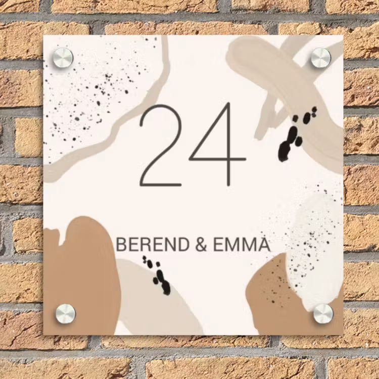 Abstracte vormen - Klassiek Naambord Vierkant klein -sfeer1