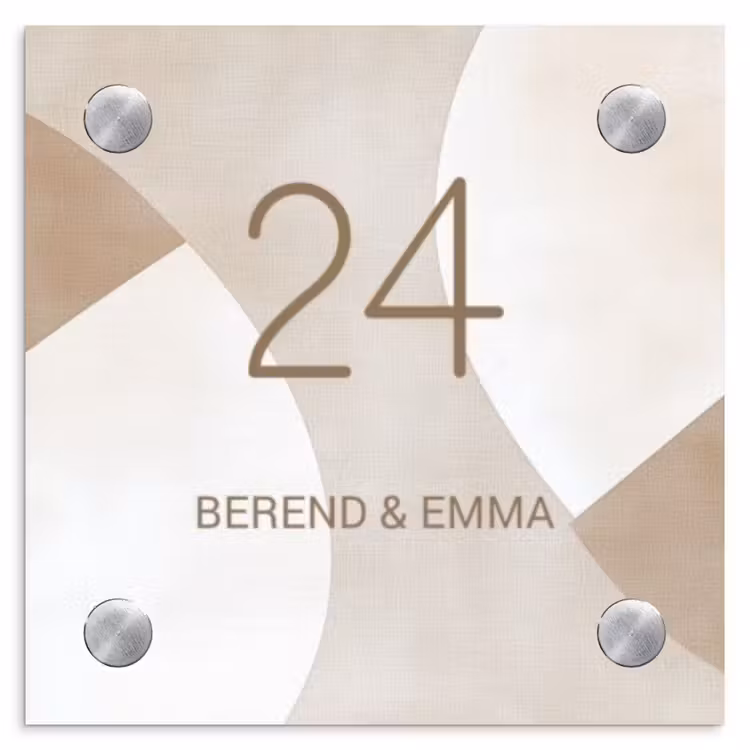 Abstract beige - Klassiek Naambord Vierkant klein -3d