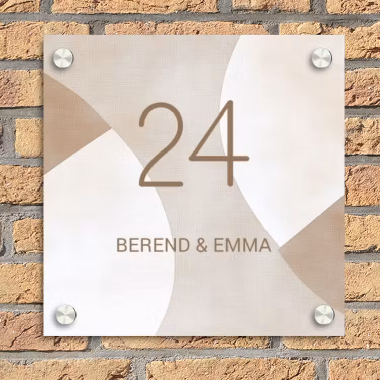 Abstract beige - Klassiek Naambord Vierkant klein -sfeer1