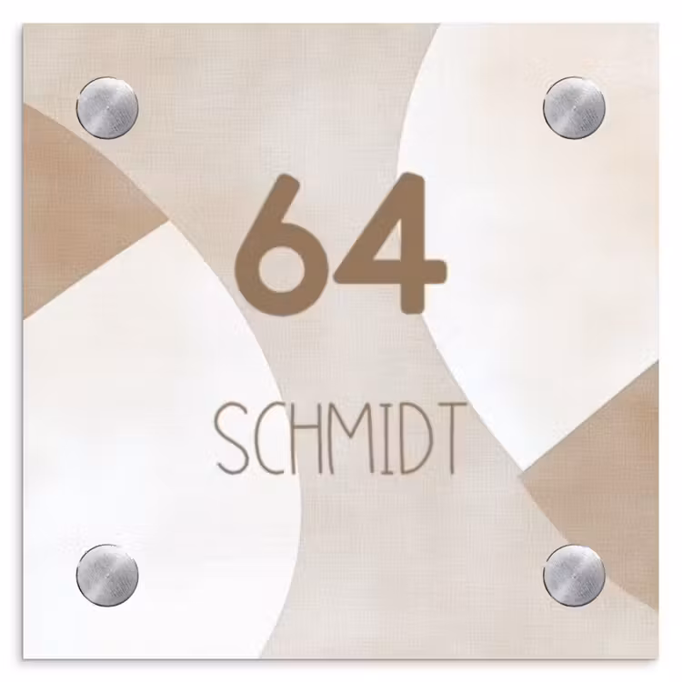 Abstract beige - Modern Naambord Vierkant klein -3d
