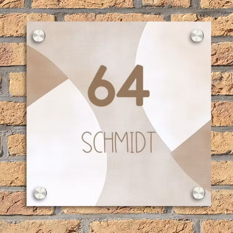 Abstract beige - Modern Naambord Vierkant klein -sfeer1