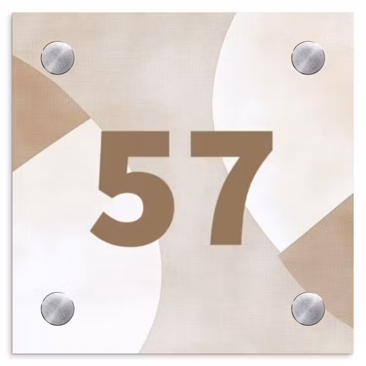 Abstract beige - Traditioneel Naambord Vierkant klein -3d