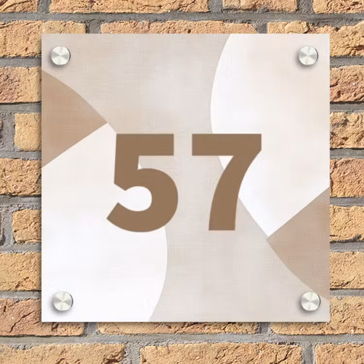 Abstract beige - Traditioneel Naambord Vierkant klein -sfeer1