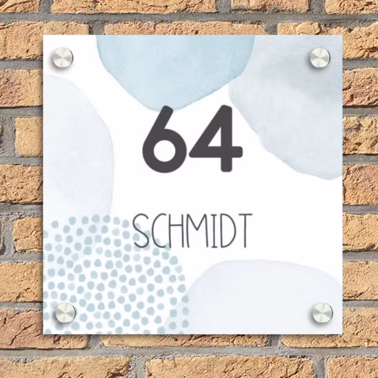 Abstract blauw - Modern Naambord Vierkant klein -sfeer1