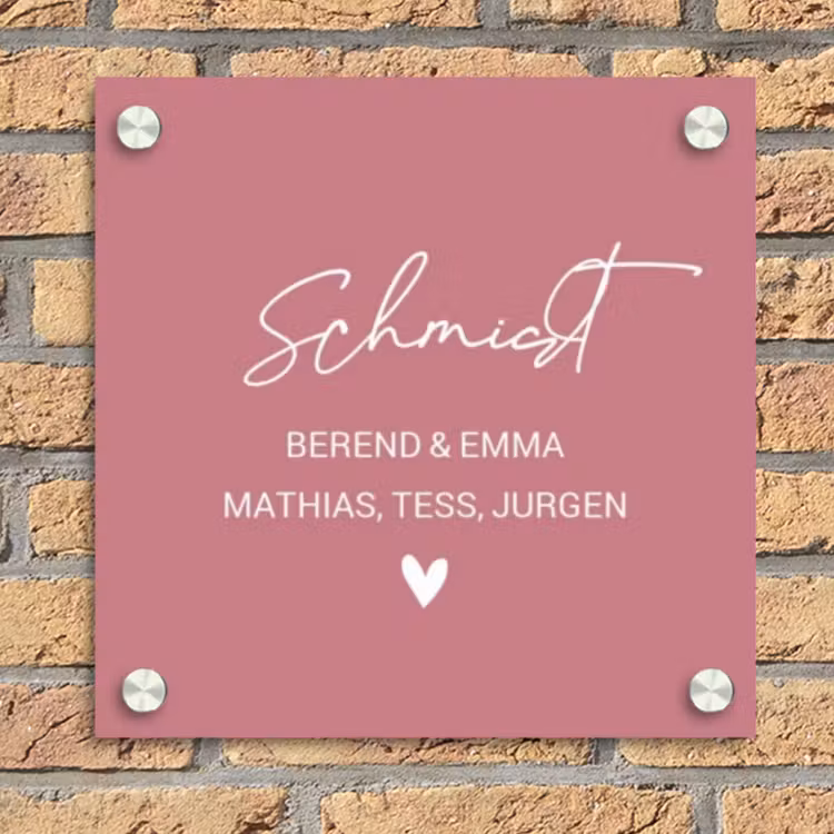 Oudroze - Sierlijk Naambord Vierkant klein -sfeer1
