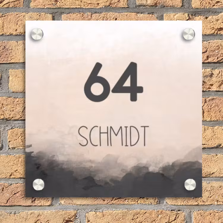 Aquarel - Beige - Modern Naambord Vierkant klein -sfeer1