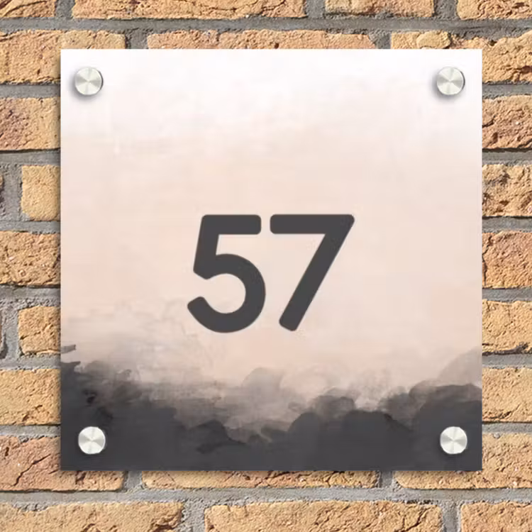 Aquarel - Beige - Traditioneel Naambord Vierkant klein -sfeer1