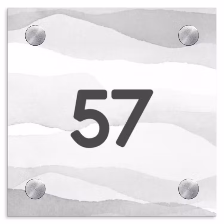Aquarel - Grijs - Traditioneel Naambord Vierkant klein -3d