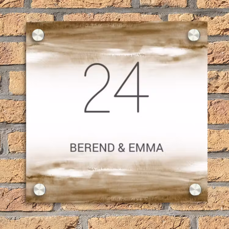 Aquarelachtergrond - Bruin - Klassiek Naambord Vierkant klein -sfeer1