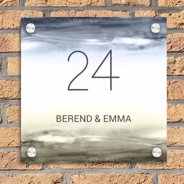 Aquarelachtergrond - Klassiek Naambord Vierkant klein -sfeer1