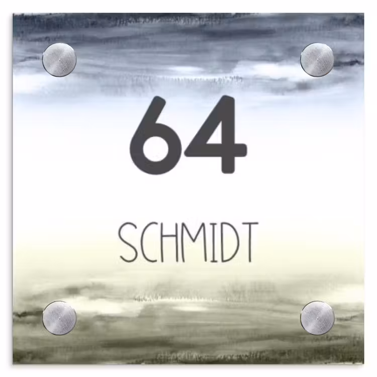 Aquarelachtergrond - Modern Naambord Vierkant klein -3d