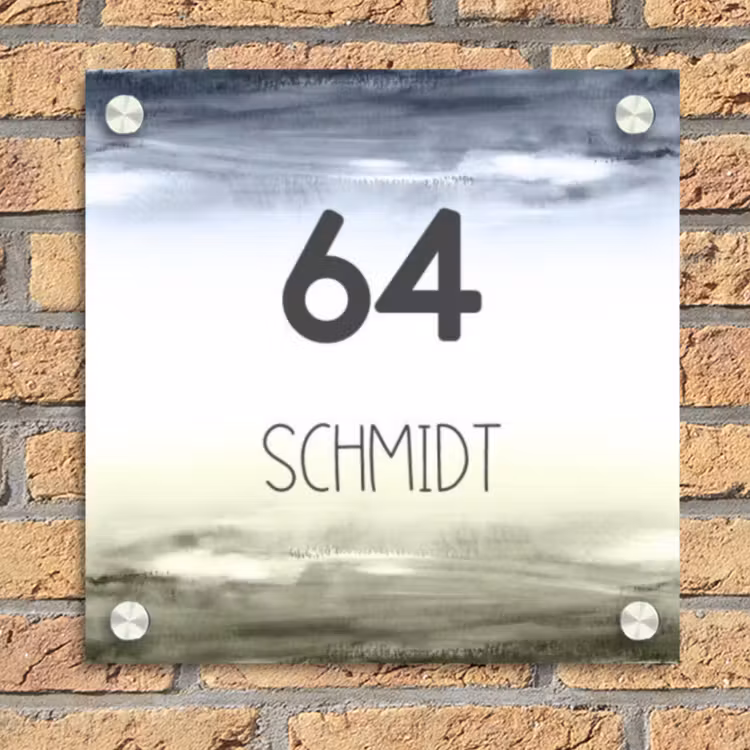 Aquarelachtergrond - Modern Naambord Vierkant klein -sfeer1