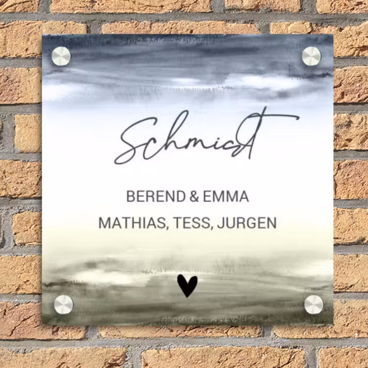 Aquarelachtergrond - Sierlijk Naambord Vierkant klein -sfeer1