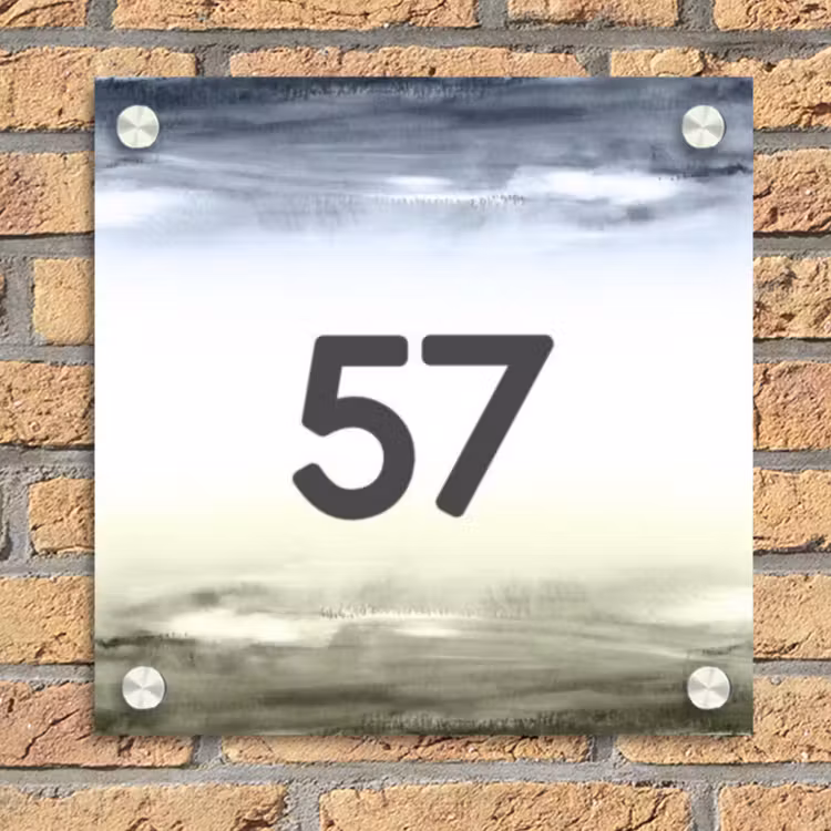 Aquarelachtergrond - Traditioneel Naambord Vierkant klein -sfeer1