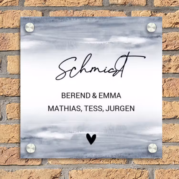 Aquarelstreken - Sierlijk Naambord Vierkant klein -sfeer1