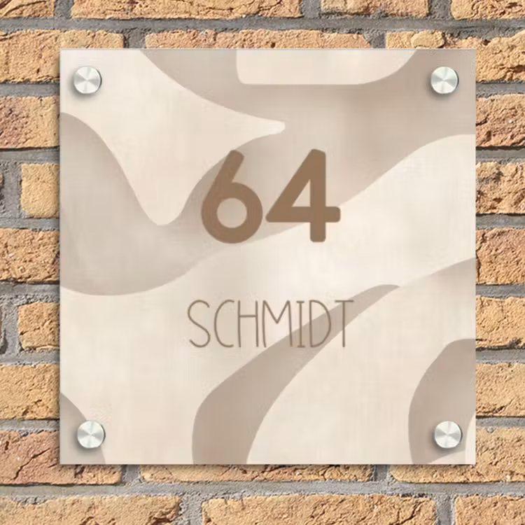 Beige organisch - Modern Naambord Vierkant klein -sfeer1