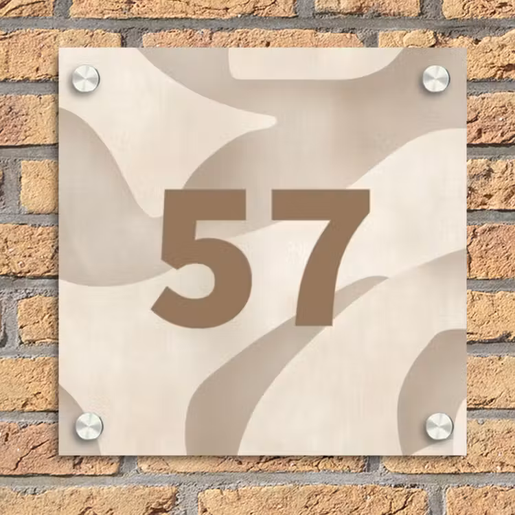 Beige organisch - Traditioneel Naambord Vierkant klein -sfeer1