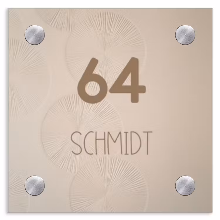 Beige reliëf lijnen - Modern Naambord Vierkant klein -3d