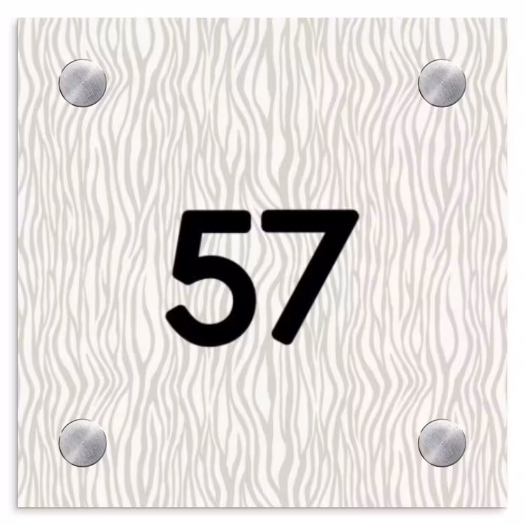 Beige golvende strepen - Traditioneel Naambord Vierkant klein -3d