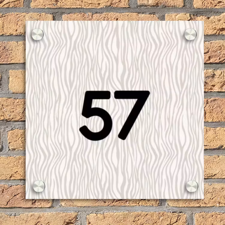 Beige golvende strepen - Traditioneel Naambord Vierkant klein -sfeer1