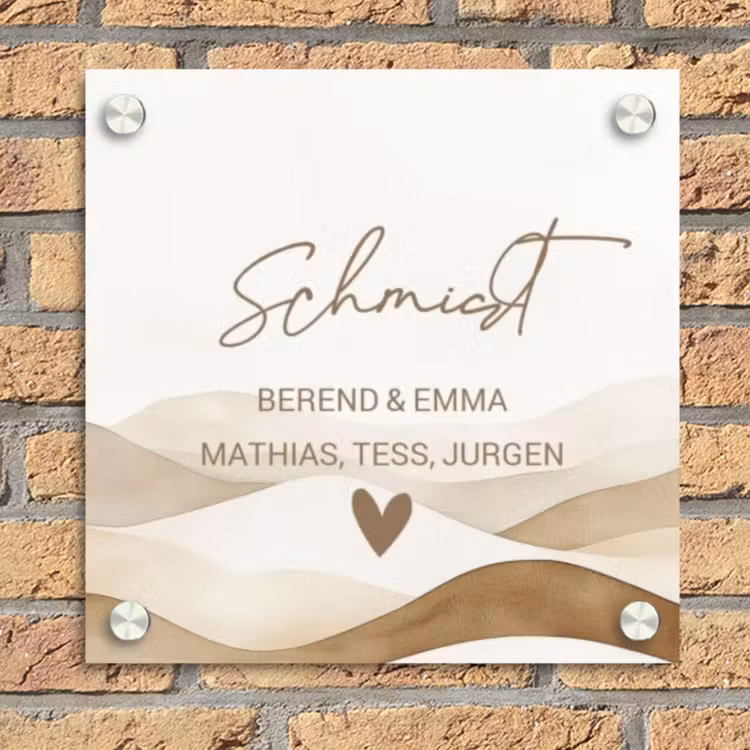 Beige landschap - Sierlijk Naambord Vierkant klein -sfeer1