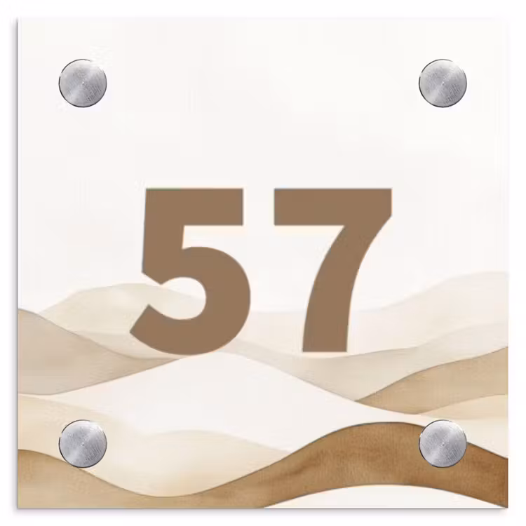 Beige landschap - Traditioneel Naambord Vierkant klein -3d
