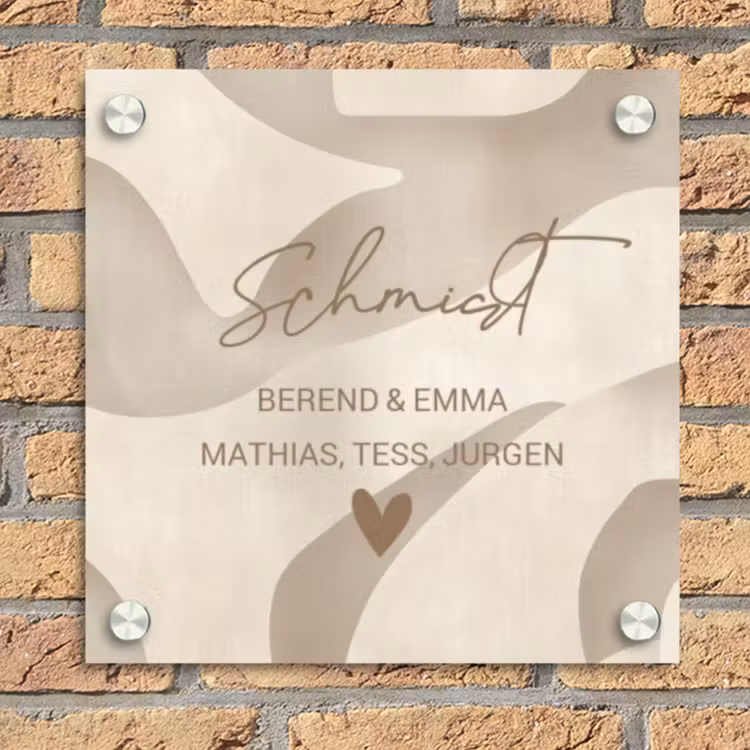 Beige organisch - Sierlijk Naambord Vierkant klein -sfeer1