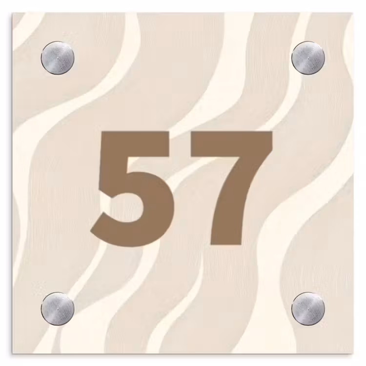 Beige golven - Traditioneel Naambord Vierkant klein -3d