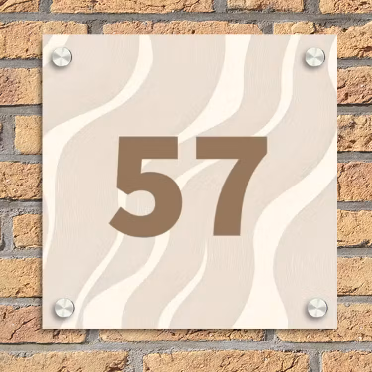 Beige golven - Traditioneel Naambord Vierkant klein -sfeer1