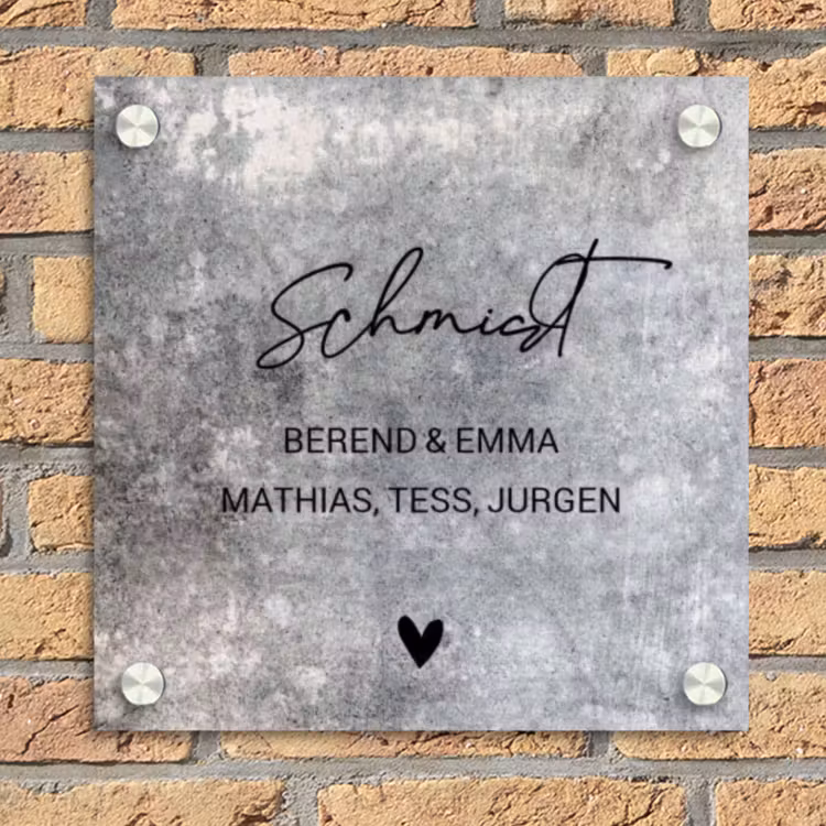 Beton - Sierlijk Naambord Vierkant klein -sfeer1