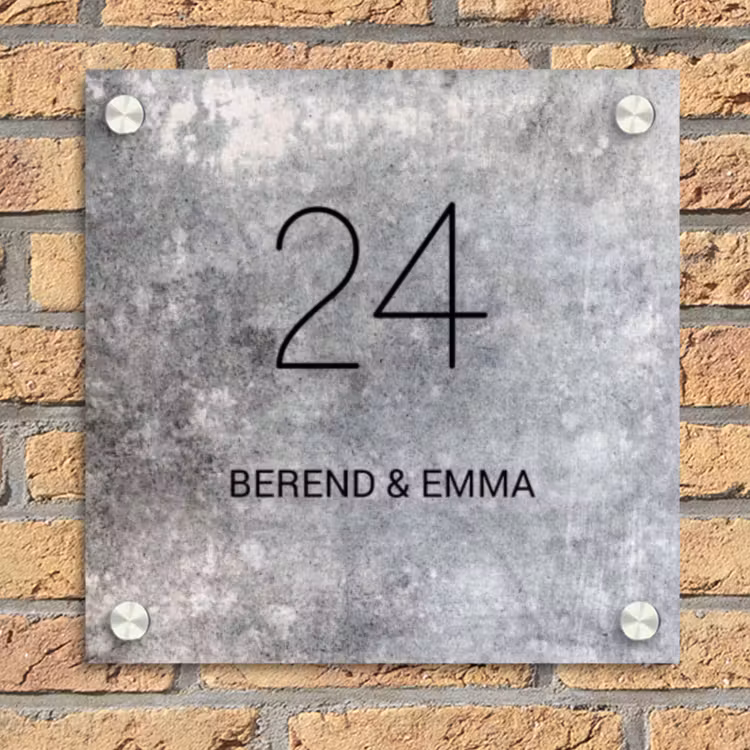 Beton - Klassiek Naambord Vierkant klein -sfeer1