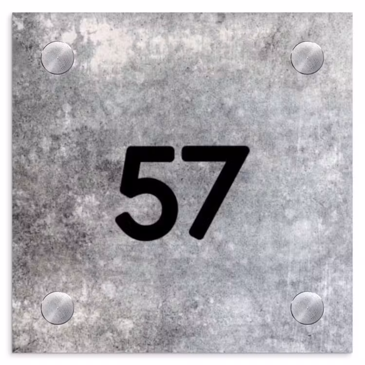 Beton - Traditioneel Naambord Vierkant klein -3d