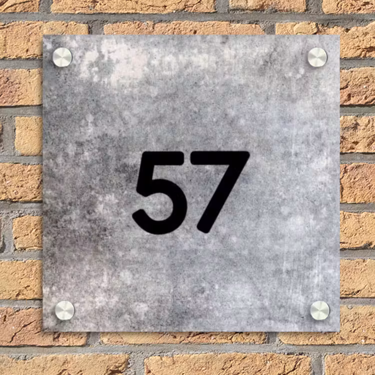Beton - Traditioneel Naambord Vierkant klein -sfeer1