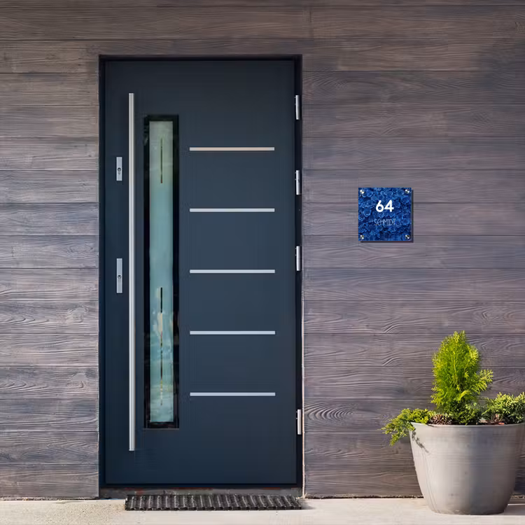 Blauwe rozen - Modern Naambord Vierkant klein -sfeer11-XS