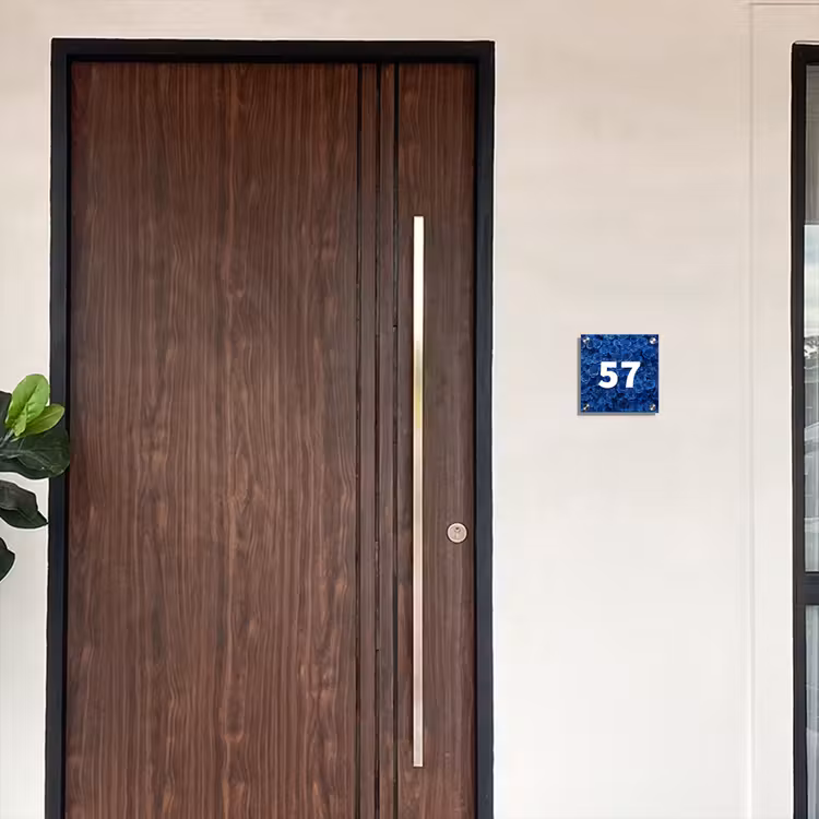 Blauwe rozen - Traditioneel Naambord Vierkant klein -sfeer10-XS