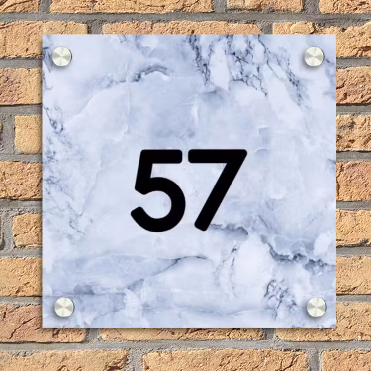 Blauw marmer - Traditioneel Naambord Vierkant klein -sfeer1