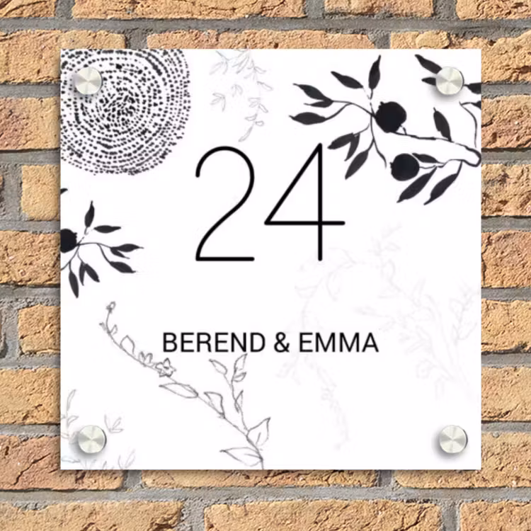 Botanisch - Klassiek Naambord Vierkant klein -sfeer1