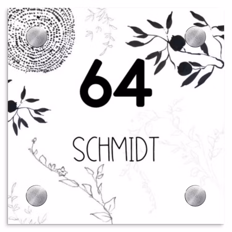 Botanisch - Modern Naambord Vierkant klein -3d