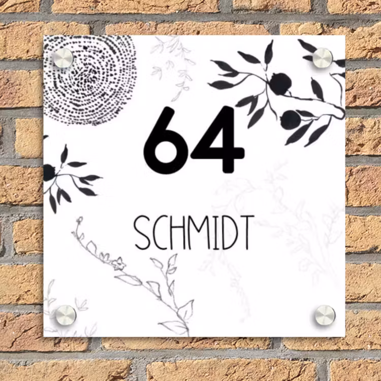 Botanisch - Modern Naambord Vierkant klein -sfeer1