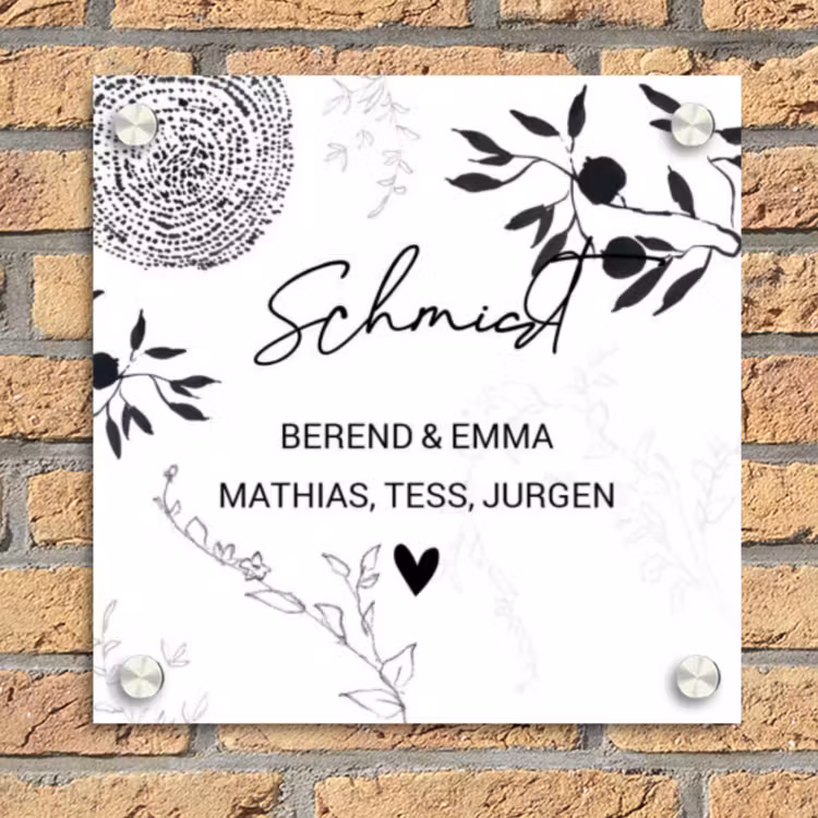 Botanisch - Sierlijk Naambord Vierkant klein -sfeer1