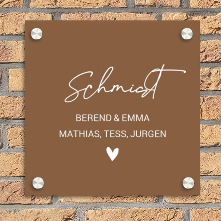 Bruin - Sierlijk Naambord Vierkant klein -sfeer1