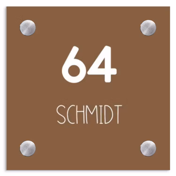 Bruin- Modern Naambord Vierkant klein -3d