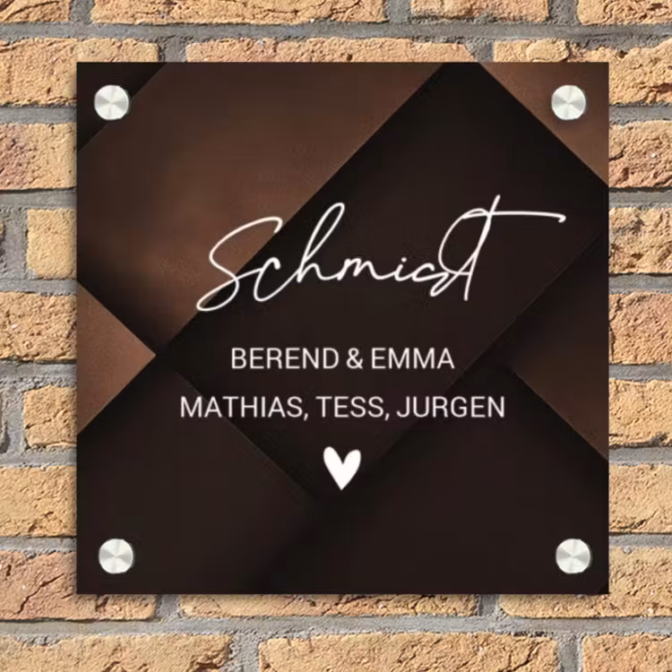 Bruine vlakken - Sierlijk Naambord Vierkant klein -sfeer1