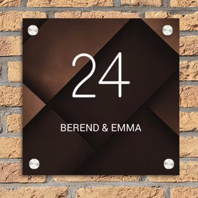 Bruine vlakken - Klassiek Naambord Vierkant klein -sfeer1